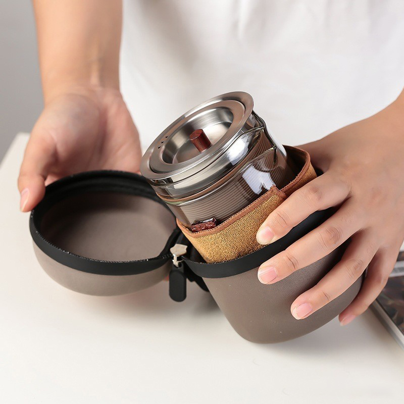 Travel portable glass tea set