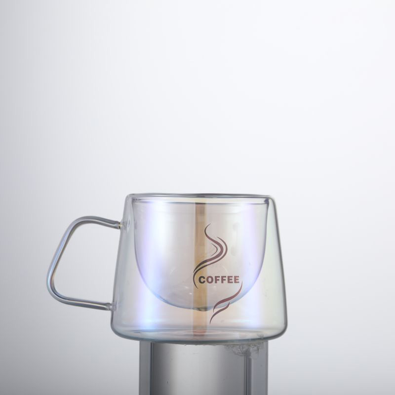 Makukulay na Double-walled glass Coffee Cup