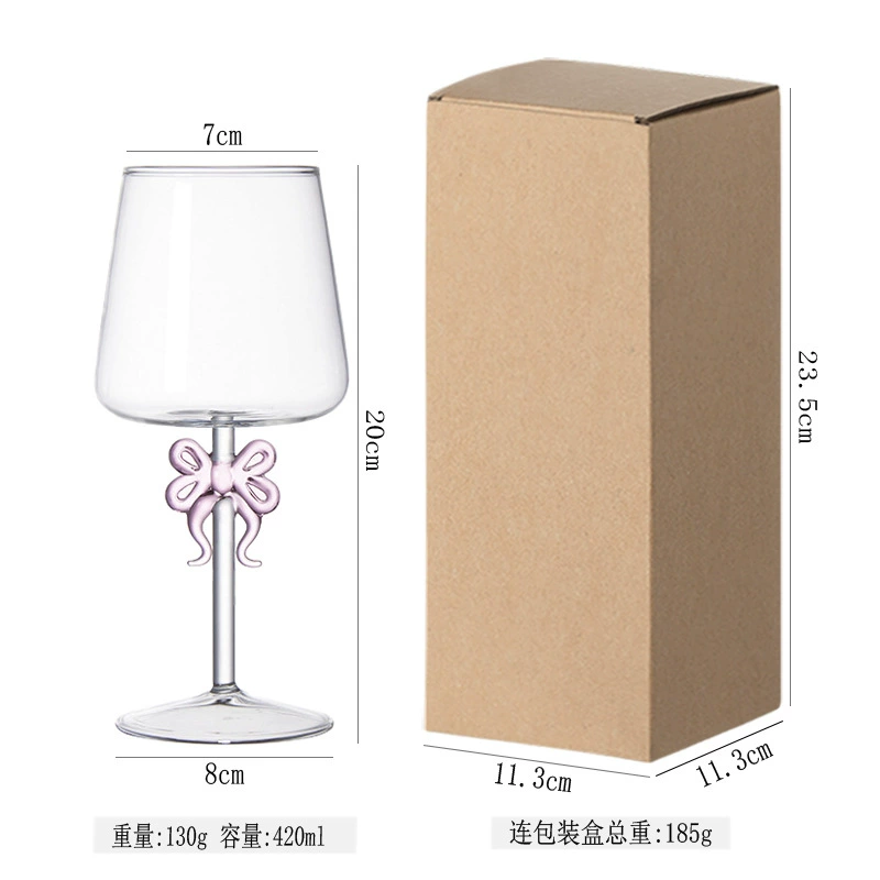 Creative Bow-adorned Stemmed Red Wine Glass