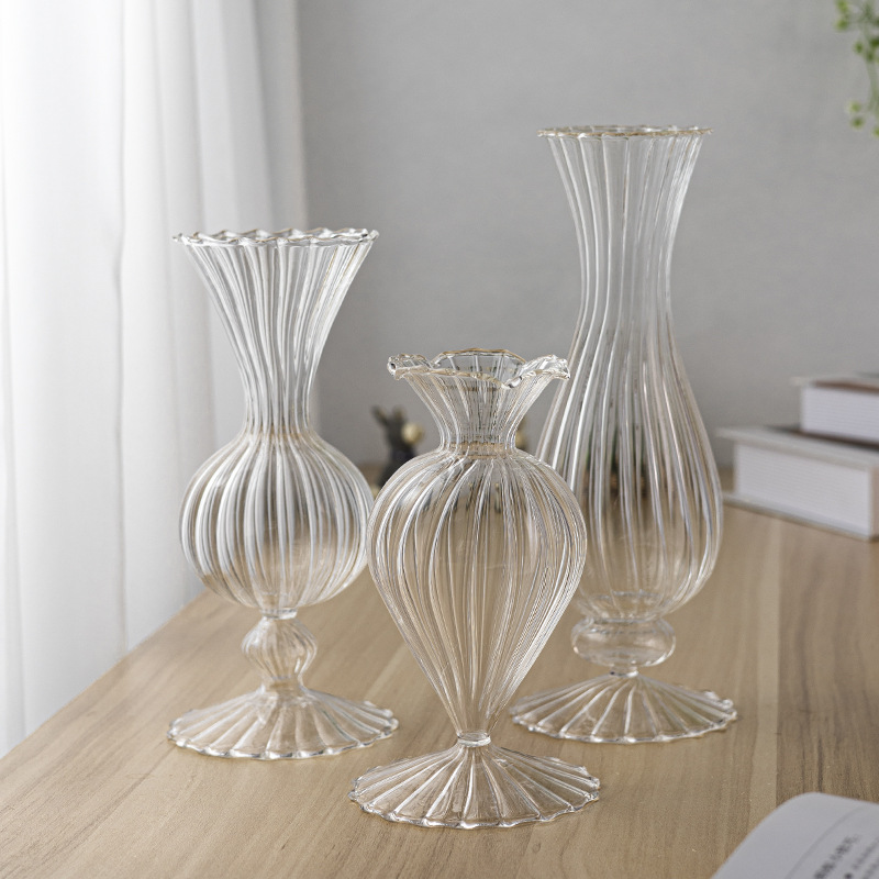 European creative vertical stripe glass vase