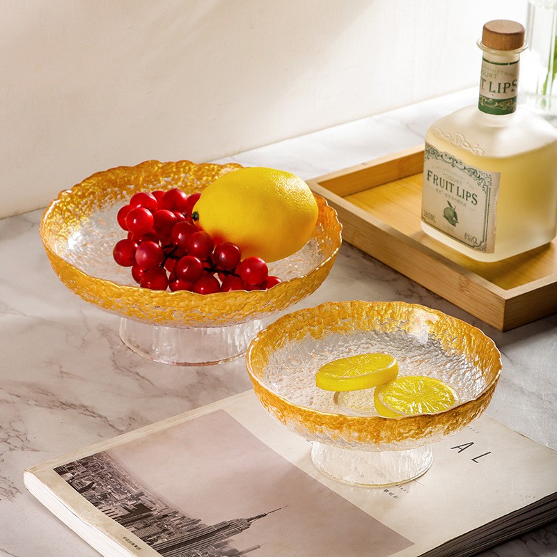 Golden Tall Glass Fruit Plate