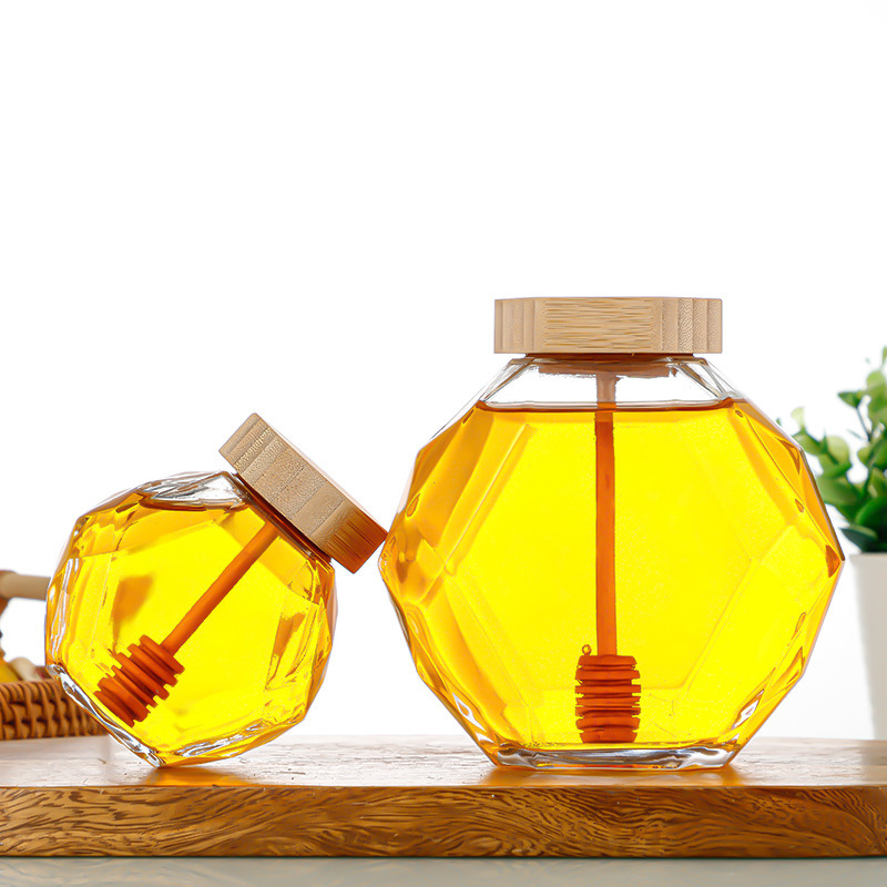 Hexagonal Glass Airtight Storage Jar