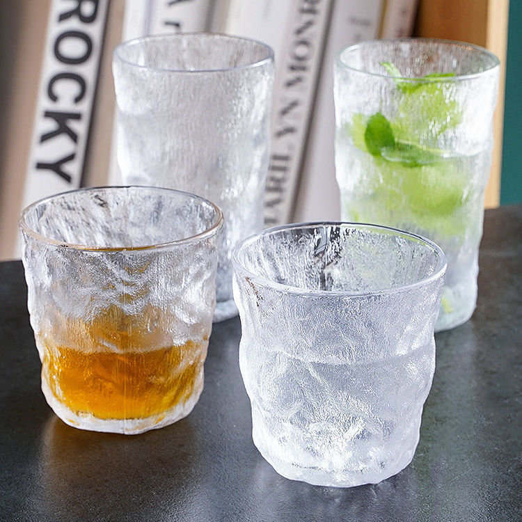 Japanese-style glass cup, household glacier cup, hammered texture water cup.