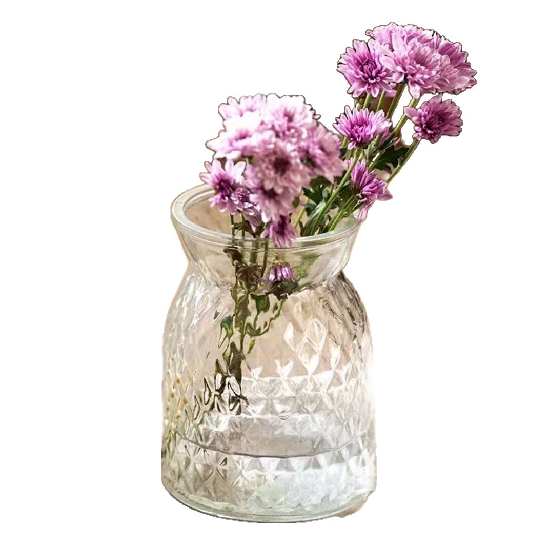 Luxury transparent retro embossed glass vase