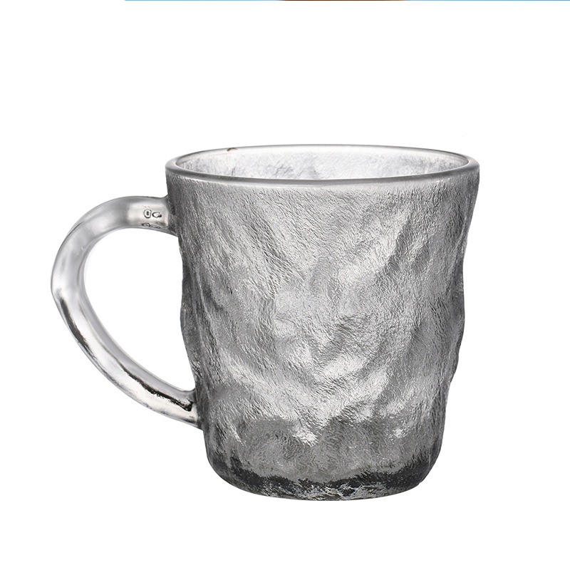 Modernong Minimalist Glacier-Style Glass Cup na may Handle