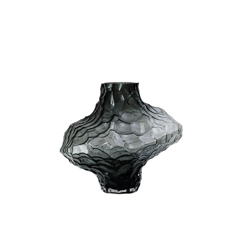 Modernong Minimalist na Glass Dining Table na may Handcrafted Floral Vase