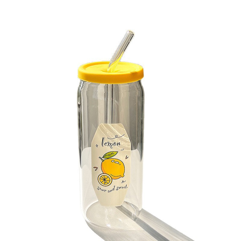 Bagong Macaron-Style Glass Tumbler na may Straw