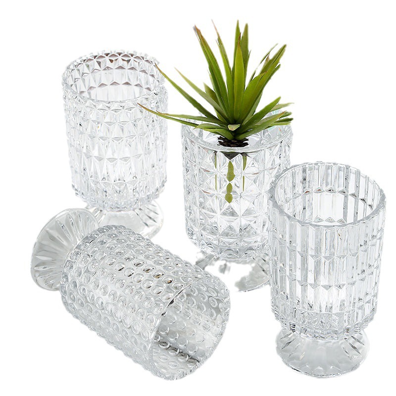 Nordic style French retro light luxury relief glass na bulaklak