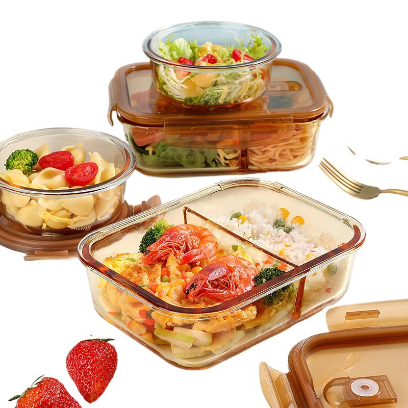 Ang mga manggagawa sa opisina na may takip na kahon ng bento ay magkahiwalay na mangkok ng sariwang pag-iingat