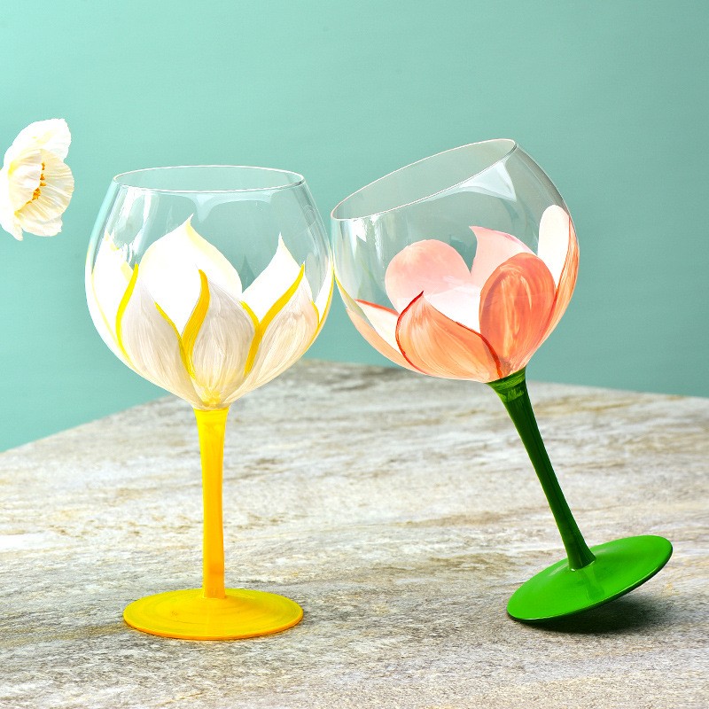 Pininturahan ng Crystal Glass Wine Glass