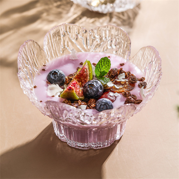 Petal embossed glass bowl