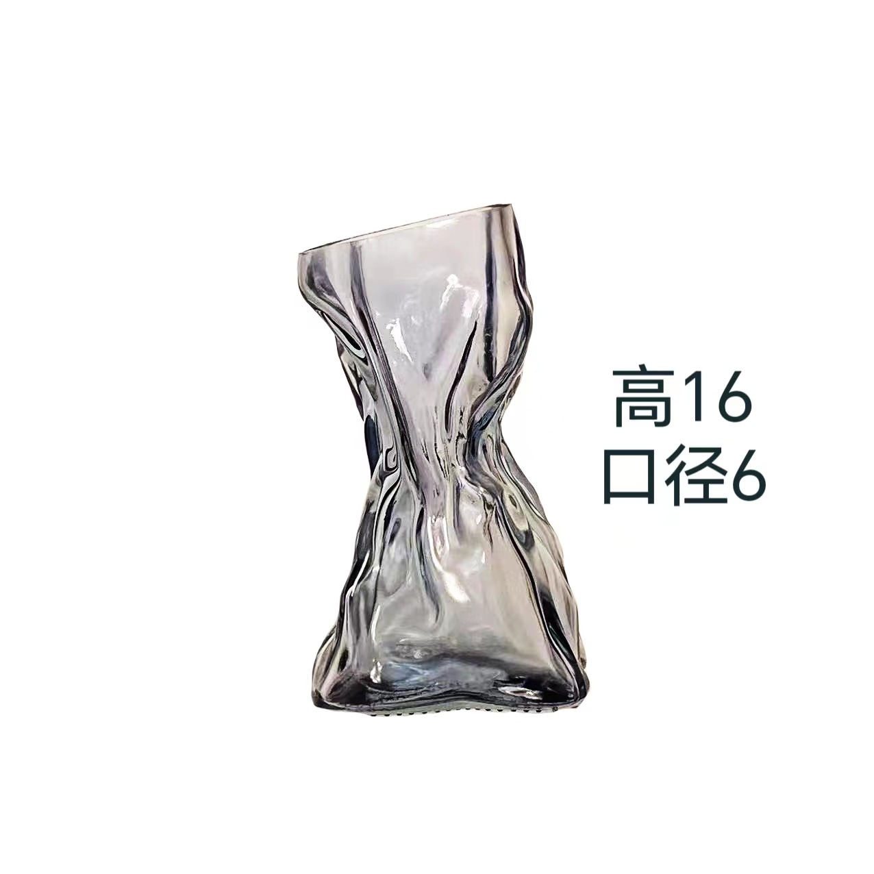 Pleated-design na glass money bag vase