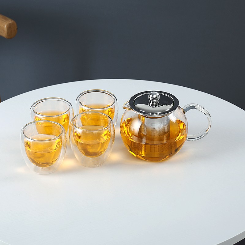 Hindi kinakalawang na asero glass tea set