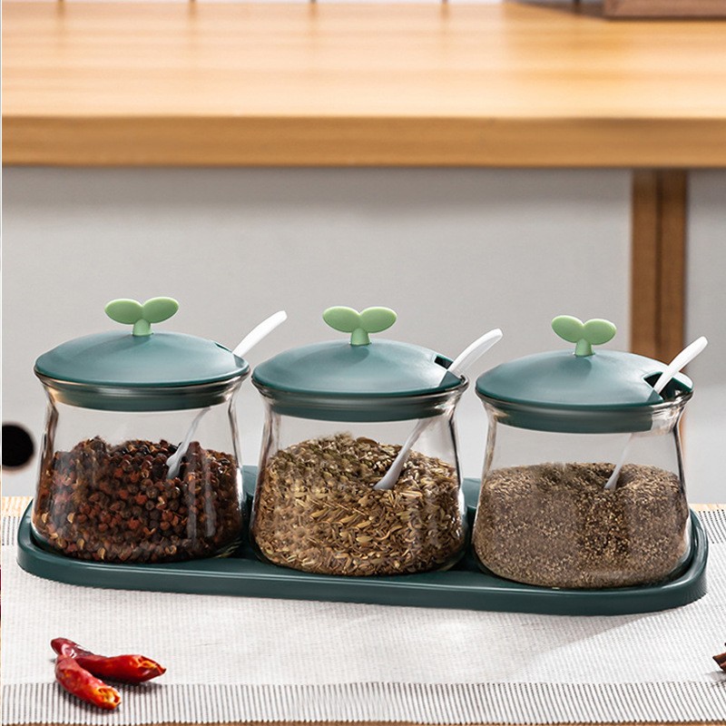 Tatlong pirasong Glass Spice Jar Set